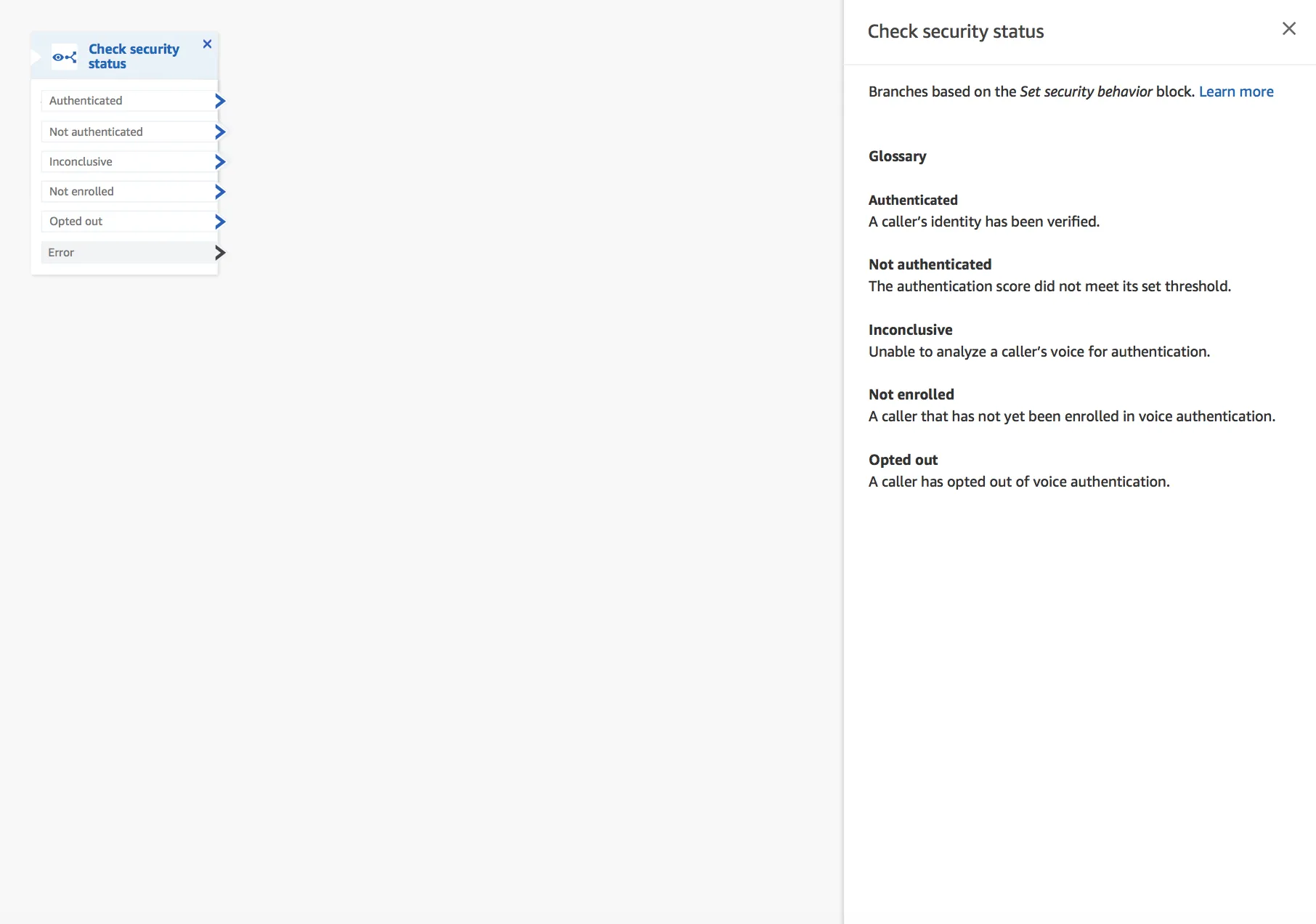 The authentication status block from Amazon Connect Voice ID